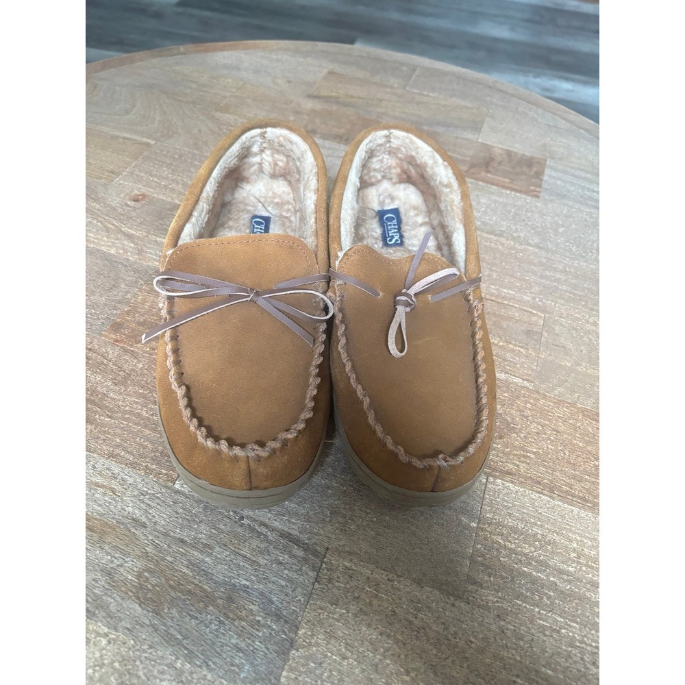 Men's sz 9.5 CHAPS‎ Tuscany Brow Suede Leather Slippers - Picture 6 of 6